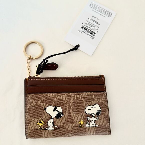 LAST ❤️ Coach X Peanuts Mini Skinny Id Case Signature Canvas With Snoopy CBT14 - Picture 2 of 6